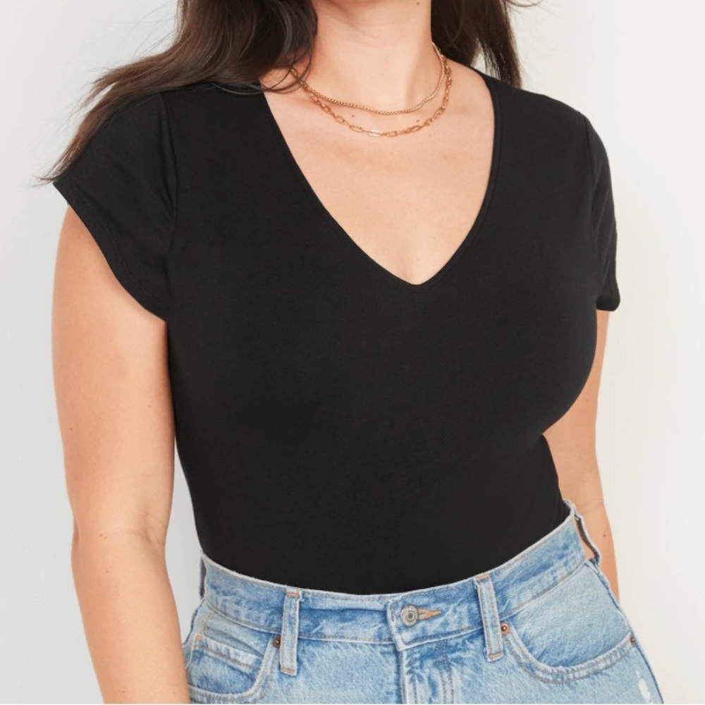 Old Navy Fitted Short-Sleeve V-Neck Bodysuit for Women XL